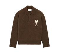 Ami Paris - Polo en laine à manches longues - Femme - Pulls - Brun - Taille: 36 FR