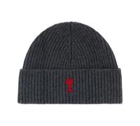 Ami Paris - Quota Beanie avec Ami de Coeur Contrasté - Homme - Accessoires - Gris - Taille: ONE Size