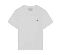 Ami Paris - Quota Cropped Contrasted Logo T-Shirt - Femme - Tops - Blanc - Taille: 38 FR