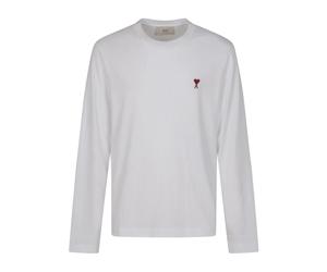 Ami Paris - Quota Long Sleeve T-shirt - Homme - Tops - Blanc - Taille: L