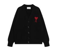 Ami Paris - Quota V-Neck Cardigan - Femme - Pulls - Noir - Taille: 36 FR
