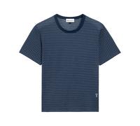 Ami Paris - Striped Embroidered T-Shirt - Homme - Tops - Bleu - Taille: XS