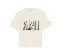 Ami Paris - T-shirt ras du cou avec imprimé devant et derrière - Homme - Tops - Beige - Taille: L
