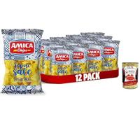 Amica Chips | Patatine Classiche Sapore di Sale Chips de pommes de terre classiques - Saveur de sel avec 50 % de sel en moins, collations sans gluten avec huile de tournesol, 12 x 175 g + Italian