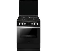Amica - Cuisinière 3 foyers gaz + 1 électrique four multifonctions pyrolyse 77l largeur 60cm noir acm7037rn
