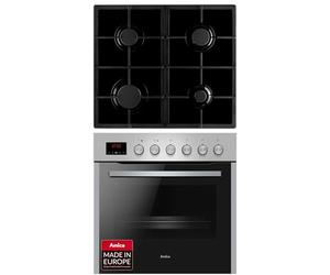Amica Cuisinière encastrable de 65 l - Four avec système d'anneau à air chaud - Plaque de cuisson à gaz - Quatre zones de cuisson - Support en fonte SteamClean EasyClean SoftClose SensorControl - 1