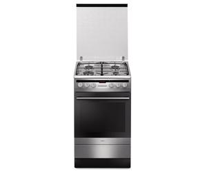 Amica SHM5784DAX Cuisinière Cuisinière à gaz Argent four et cuisinière - Fours et cuisinières (Cuisinière, Argent, boutons, Rotatif, Cuisinière à gaz, Electric,Natural gas, 66 L)