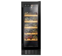 Amica WK 341 115 S Stand-Weintemperierschrank, Max. 20 Flaschen, 30 cm breit, unterbaufähig, Ventilator, Schwarz