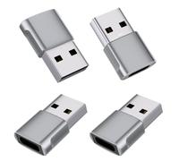 Amicably Lot de 4 adaptateurs USB C vers USB, type A mâle vers type C femelle, avec i-Pad, Galaxy S24/S23, ordinateurs portables, Carplay, MacBook, etc. (gris)