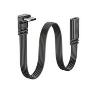 AmiCera Câble d'extension USB C court à 90 degrés - 65 W - Câble d'extension USB C 2,0 mâle vers femelle - Câble plat de données - Câble de charge rapide - Plat pour le transfert de données et la