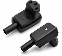 AmiCera Lot de 2 adaptateurs d'alimentation IEC C14/C13 à monter sur câble - 250 V/10 A - Connecteur CA C14/C13 - 3 broches IEC 320 - Rallonge de connexion d'alimentation pour ordinateur (angle vers