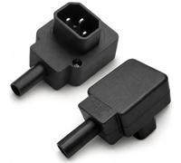 AmiCera Lot de 2 adaptateurs d'alimentation IEC C14/C13 à monter sur câble - 250 V/10 A - Connecteur CA C14/C13 - 3 broches IEC 320 - Rallonge de connexion d'alimentation pour ordinateur (angle vers