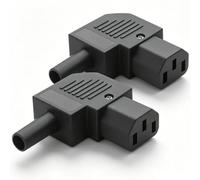 AmiCera Lot de 2 adaptateurs d'alimentation IEC C14/C13 à monter sur câble, 250 V/10 A, connecteur CA C14/C13, prise IEC 320 à 3 broches pour appareil à froid pour ordinateur (angle droit, femelle)