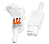 AmiCera Lot de 2 prises IEC 320 C13 3 broches pour appareil froid AC 250 V avec levier de commande, connecteur d'alimentation reconnectable pour ordinateur, moniteur, blocs de raccordement électriques