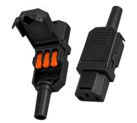 AmiCera Lot de 2 prises IEC 320 C13 3 broches pour appareil froid AC 250 V avec levier de commande, connecteur d'alimentation reconnectable pour ordinateur, moniteur, blocs de raccordement électriques