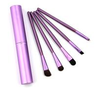 AmiCera Lot de 5 pinceaux de maquillage de voyage pour fard à paupières, pinceau de maquillage professionnel avec étui tubulaire, petit portable, poils doux, outils de maquillage professionnels