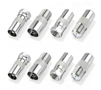 AmiCera Lot de 8 adaptateurs d'antenne, connecteurs de câble coaxial, adaptateur d'antenne satellite, fiche F, câble satellite, connecteur d'antenne TV, adaptateur coaxial de type F pour câble