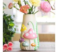 AmiCera Vase pour décoration de salon - Multicolore - 20 cm - Décoration champignon funky arc-en-ciel - Vase à fleurs esthétique pour fleurs - Vase décoratif pour table à manger - Cadeau de jardin