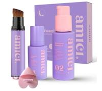 Amici The Essential 3 Kit de soin de la peau pour adolescents et adolescents de 9 à 16 ans - Kit de démarrage avec nettoyant moussant pour le visage, crème hydratante, brosse solaire rechargeable et