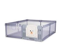 AMICO Parc bébé 180×200 cm avec porte, filets respirants et 2 poignées Gris sans tapis