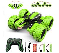 Amicool RC Voiture Telecommandé Tout Terrain, 4WD 360°Rotation Stunt Car Offroad RC Véhicule avec LED, 2.4GHz Voiture Radiocommandee Crawlers pour Enfants 6-12 Ans G03080R