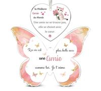 Amie Cadeaux Ensemble 2 Pièces Plaque Acrylique Papillon Cœur Ornement Suspendu Anniversaire Femmes Meilleures Amies Graduation Inspirant Apprécier Cadeau d'anniversaire Noël Retraite Adieu Souvenir