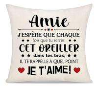 Amie J'espère Que Chaque Fois Que Tu Serres Cet Oreiller il Te Rappelle a Quel Point je t'aime Housse de Coussin pour Femme Fille Inspiration Idée Meilleure Amies Cadeaux d'anniversaire Noël (Amie)