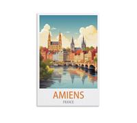 Amiens Poster vintage de voyage sur toile Motif France 30 x 45 cm