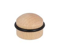 Amig 412 Lot de 2 butées adhésives pour porte, diamètre 35 x 29 mm, finition en bois de hêtre, fixation au sol, installation facile, avec bandes de fonds + chevilles pour installation
