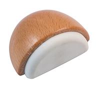 Amig - Arrêt de sol adhésif semi-circulaire décoratif en bois avec finition hêtre et caoutchouc de couleur blanche - Protège des chocs des murs et des meubles - Ø 45 x 25 mm