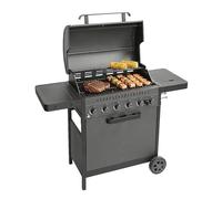 Amig - Barbecue à gaz IGNIS 6+1-135 x 55 x 110 cm - Surface de cuisson 72 x 38 cm - Avec thermomètre, plateau latéral et roues - Grille en acier - Noir