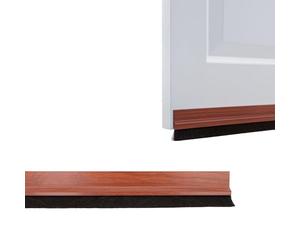 Amig - Bas de Porte Adhésif Anticourant d'air et Isolant | PVC Sapelli Imitation Bois, Économie d'Énergie | Brosse Protectrice Anti-Rayure, Installation Facile, 1m