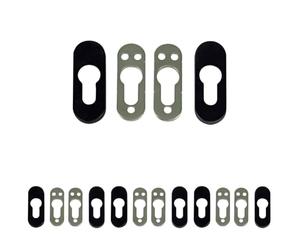 Amig - Bouclier de sécurité avec corps en acier pour serrures Mod. 35 | 70 x 25 mm | Pour portes métalliques | Avec garniture en plastique | Zamak finition noire (Lot de 4)