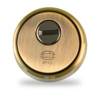 Amig - Bouclier de sécurité Mod. 31 - Laiton - Aspect cuir - Anneau extérieur creux - Ø65 mm - Avec plaque anti-perçage - Avec vis et support - Pour cylindre Europrofil EN1303 - Corps en acier fritté