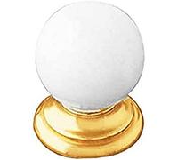 Amig - Bouton de meuble Zamak Mod.64 avec boule blanche et base dorée | Idéal pour placer dans les tiroirs et les portes de tous types de meubles et armoires | Dimensions : Ø25 mm | Vis incluse