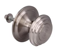 Amig - Bouton Mod 13 Argenté avec poignée sculptée en laiton massif avec finition chromée mate pour portes extérieures d'entrée | Diamètre poignée Ø76 mm · Hauteur 63,5 mm | Livré avec écrou de