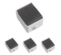 Amig - Bouton Poussoir Étanche IP54 | Interrupteur Extérieur Résistant à l'Eau | 10A 230V | LED Lumineux | Usage Intérieur/Extérieur, Gris, Polycarbonate, Multicolore (Lot de 4)