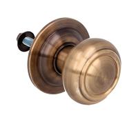 Amig - Bouton Rond pour Porte d’Entrée - Ø70 mm - Prise Confortable et Sécurisée - Couleur Cuir - Laiton - Fixation Incluse