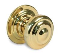 Amig - Bouton Rond pour Portes Extérieures d'Entrée - Poignée pour Porte Principale de la Maison - Diamètre de la Poignée Ø70 mm - Laiton - Doré - Comprend Vis et Écrou de Fixation