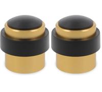 Amig - Butée de porte - Fixation au sol avec vis invisible - Convient à tous types de sols - Empêche les chocs et les claquements de porte antidérapant - Ø 30 x 36 mm - Aluminium doré (Lot de 2)
