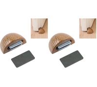 Amig - Butée magnétique adhésive pour portes de passage | 48 x 25 mm | Modèle 407 | Finition en bois de chêne | Fixation au sol | Installation facile (Lot de 2)