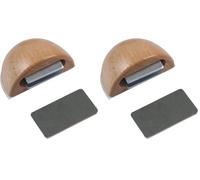Amig - Butée magnétique adhésive pour portes de passage | 48 x 25 mm | Modèle 407 | Finition en bois de hêtre | Fixation au sol | Installation facile (Lot de 2)