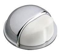 Amig - Butoir de porte adhésif pour portes de passage | Diamètre 50 mm | Modèle 402 | Acier chromé | Caoutchouc blanc | Fixation au sol | Protection de vos portes, fenêtres et meubles