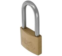 Amig - Cadenas de Sécurité Mod. Niza AL | Cadenas à Arceau Long | Laiton et Arceau en Acier | 40 mm | Comprend 2 Clés | Pour Casiers de Gymnase, Portes, Armoires, Etc. | Or | Mat