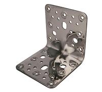 Amig - Carré en métal perforé | 103 x 100 x 3 mm | Fixation de Structures en Bois | Pour l'ancrage de poutres, de toits et de longerons | Acier inoxydable mat