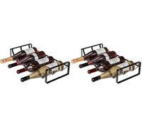 Amig - Casier à Bouteilles pour 4 Bouteilles - Étagère en Acier Noir - Organisateur pour Cuisine, cellier, Salle à Manger ou Cave - Dimensions : 41 x 20,5 x 9,5 cm (Lot de 2)