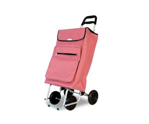 Amig - Chariot de courses 4 roues avec Compartiment Isotherme | Caddie de courses solide | Chariot de supermarché pliable | 22 x 40 x 106 cm | Charge max. 15 kg | Couleur Rose