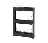 Amig - Chariot de Rangement étroit avec roulettes Böken - 54 x 12 x 78 cm - Chariot de Rangement auxiliaire - Unité de Rangement à 3 Niveaux pour Salle de Bain - Noir