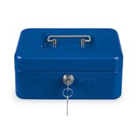 Amig - Coffre-fort - Coffre-fort pour argent, billets et pièces - Avec plateau à monnaie et 2 clés - Acier - Couleur: Bleu - 250 x 180 x 90 mm