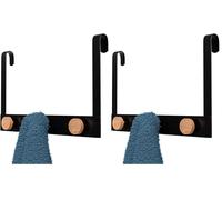 Amig - Crochet pour radiateur de Salle de Bain - Porte-Serviettes Noir avec Crochets en Bambou - Patère sans perçage - Design Moderne et Minimaliste (Lot de 2)